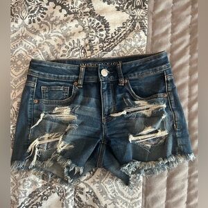 American Eagle Outfitters Blue Jean Shorts Distressed Style